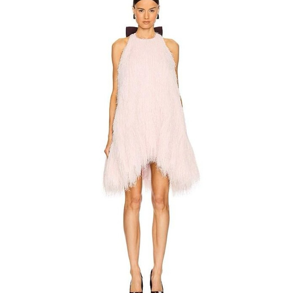 Aknvas Pink Asymmetrical Halter Cocktail Dress